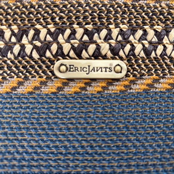 Eric Javits Squishee Straw Tote Bag. Horizontal design stripes. NWOT - Picture 2 of 7